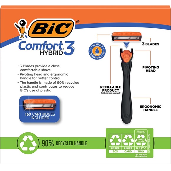 🆕 BIC Comfort 3 Hybrid Disposable 17 Piece Razor Kit for Men - Picture 2 of 10